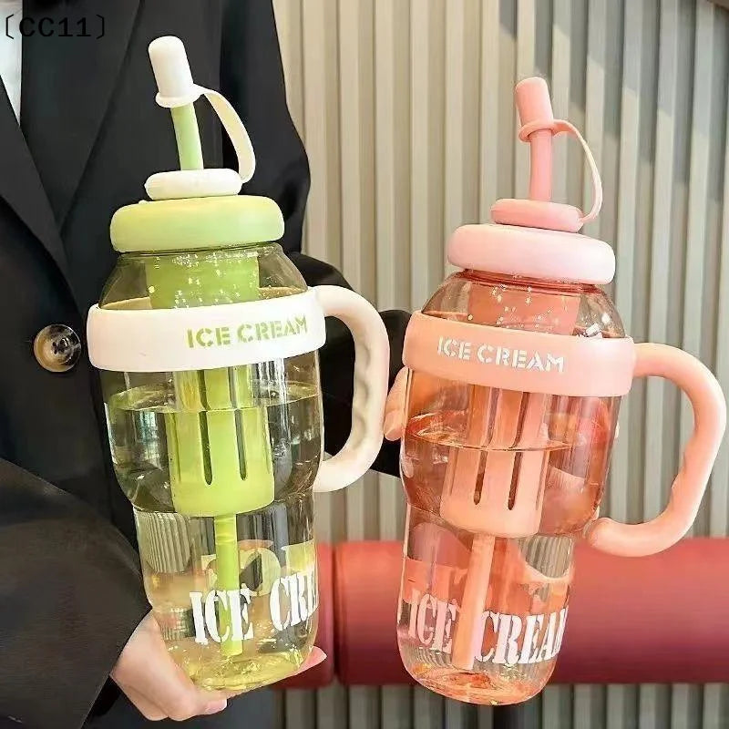 Cute Portable Children's Plastic Cup Leakproof Straw Sports Water Qme