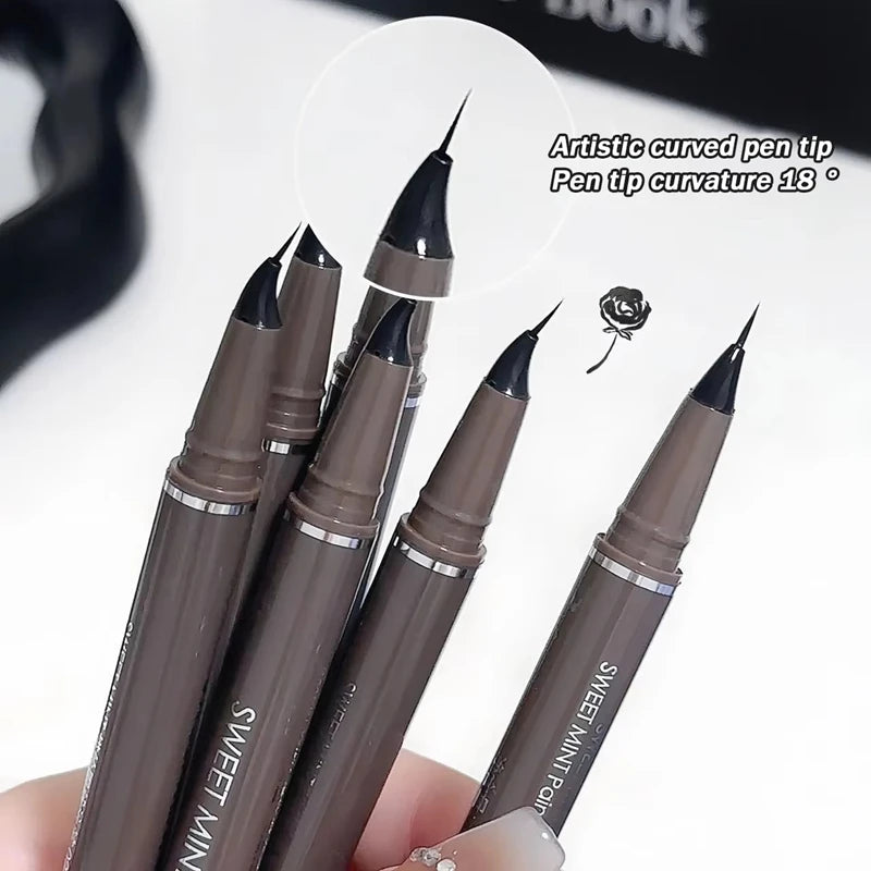 Ultra-fine Liquid Eyeliner Skinny Curved Brushwork Long lasting Waterproof Anti Shake Fast Drying Slim Enlarged Eyes Qme