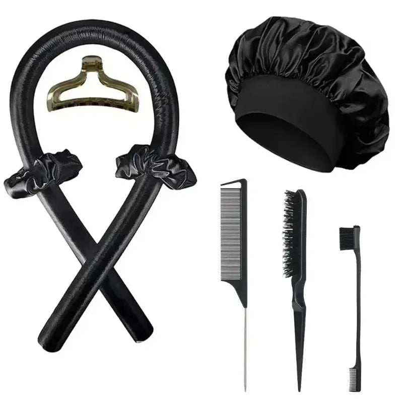 3 5 No-heat Curling Iron Satin Sleep Cap Hair Clips Comb Tie Women's Qme