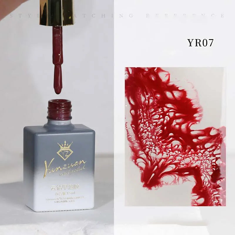 Sea Wave Blooming Liquid Gel Nail Polish Rapid Smudging Bubble Hole Gel Special Halo Dye Nail DIY Varnish Manicure Nail Salon Qme 07 Coral Waves
