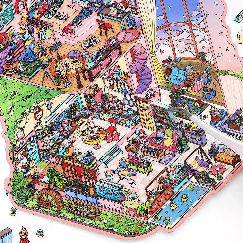 4sheets/bag House Corner Miniature Diorama Stickers Stress Relief for DIY Craft Birthday Gifts Teaching Rewards Qme