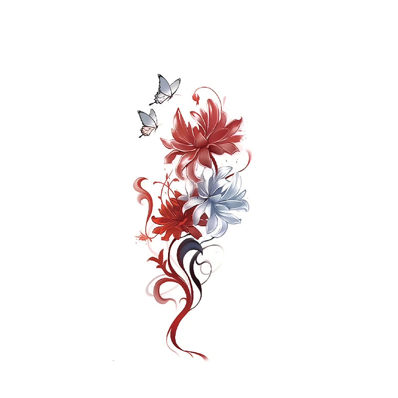 Sexy leg cross shore flower and butterfly temporary stickers, waterproof and sweat proof, colorful ankle rings, tattoo stickers Qme