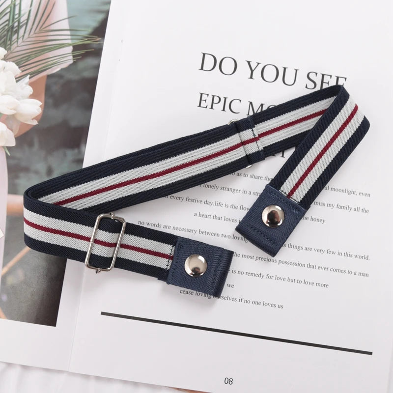 Elastic Belt Without Buckle Canvas Women Ladies Jeans Pants Waist