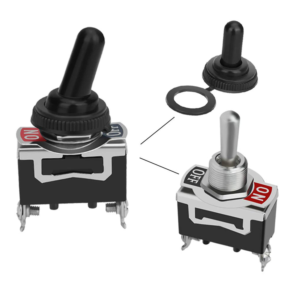 SPST Rocker Switch Heavy Duty Rocker Waterproof Toggle 2Pin Boot Cap Cover Car Boat Rocker Toggle Switch Boot for Auto Car Boat Qme