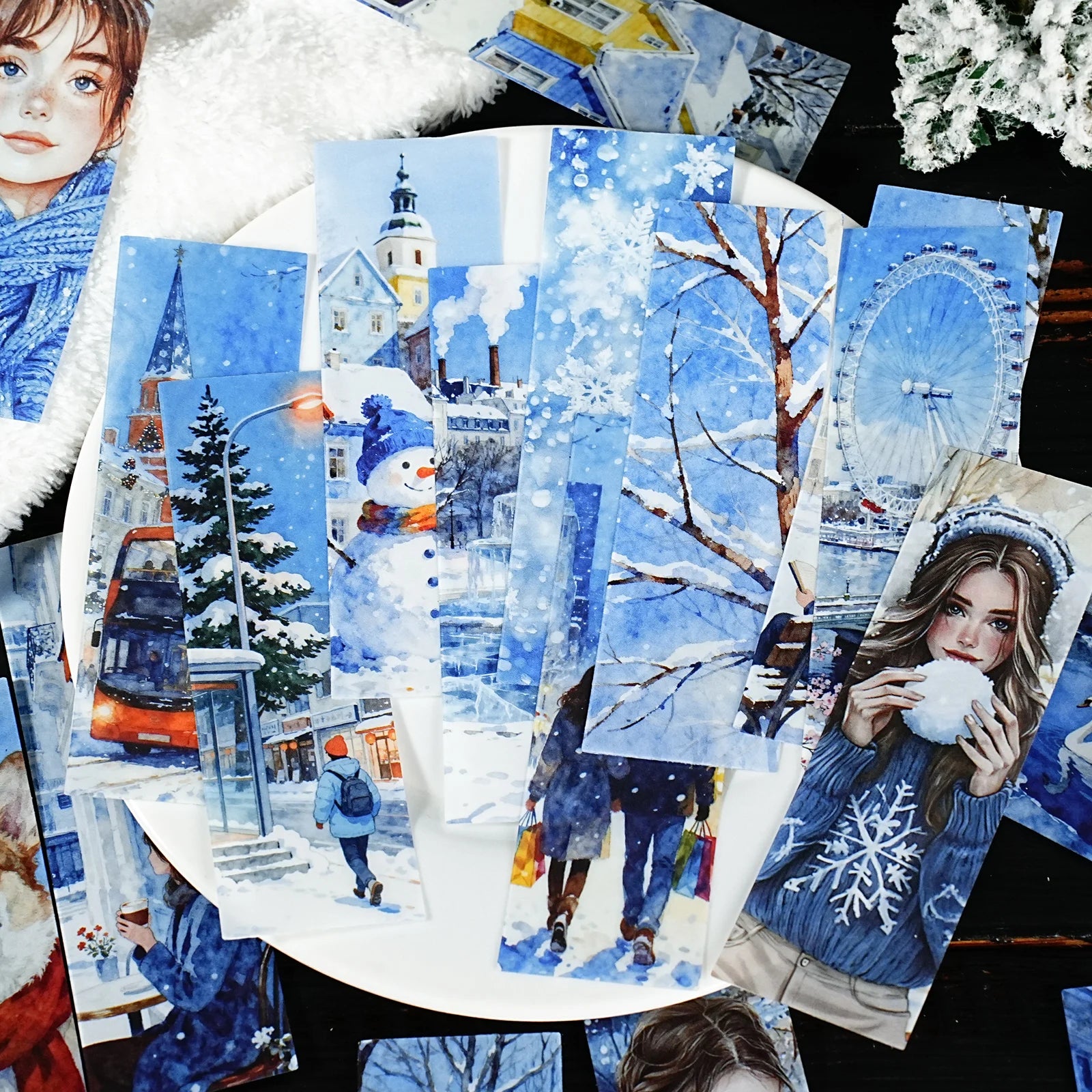 25Sheets/Bag Urban Landscape Figure Theme PET Stickers for DIY Craft Scrapbook Laptop Guitar Phone Case Water Bottle Decoration Qme