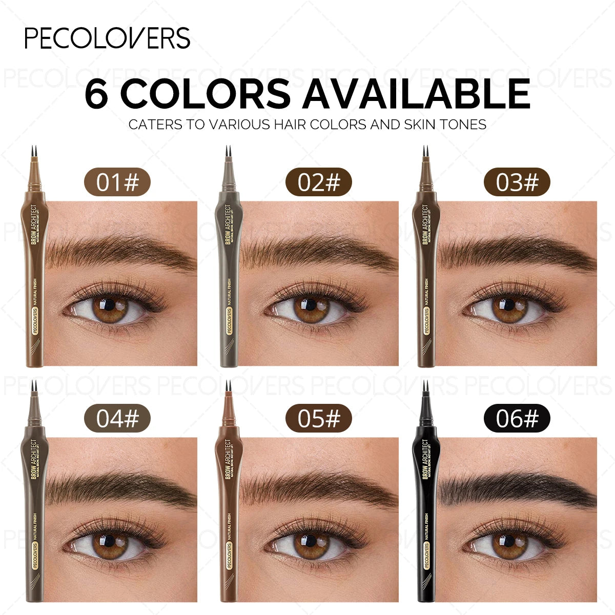 Two-prong Eyebrow Pen Pigmented Mocha Brown Black Sweatproof Qme