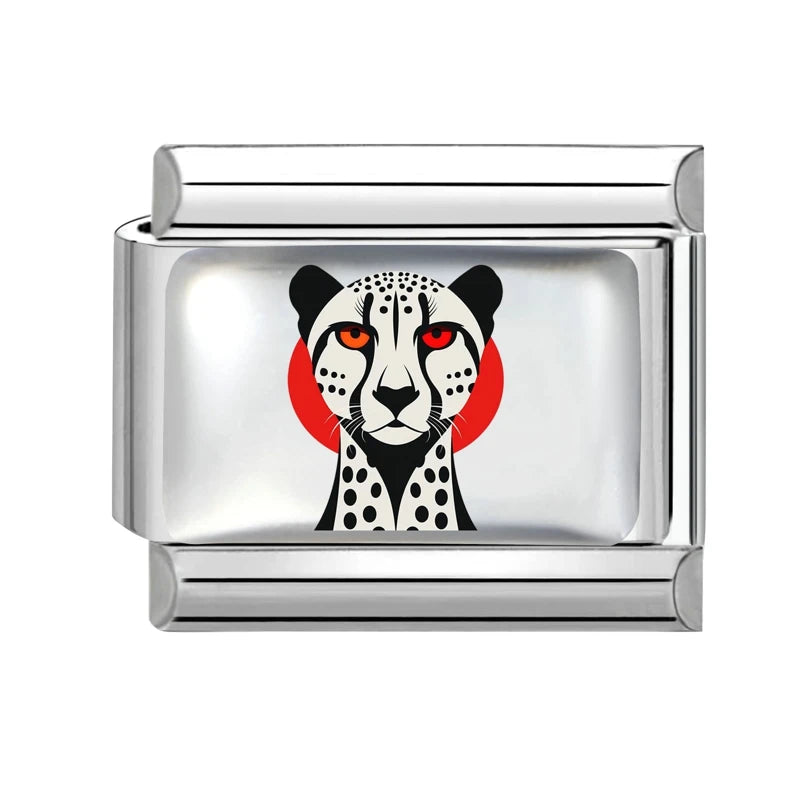 2026 Versatile New Cartoon Sunglasses Cats Lion Tigers Italian Style Bracelet 9mm Stainless Steel Modular DIY Bracelet Wholesale Qme Style 3