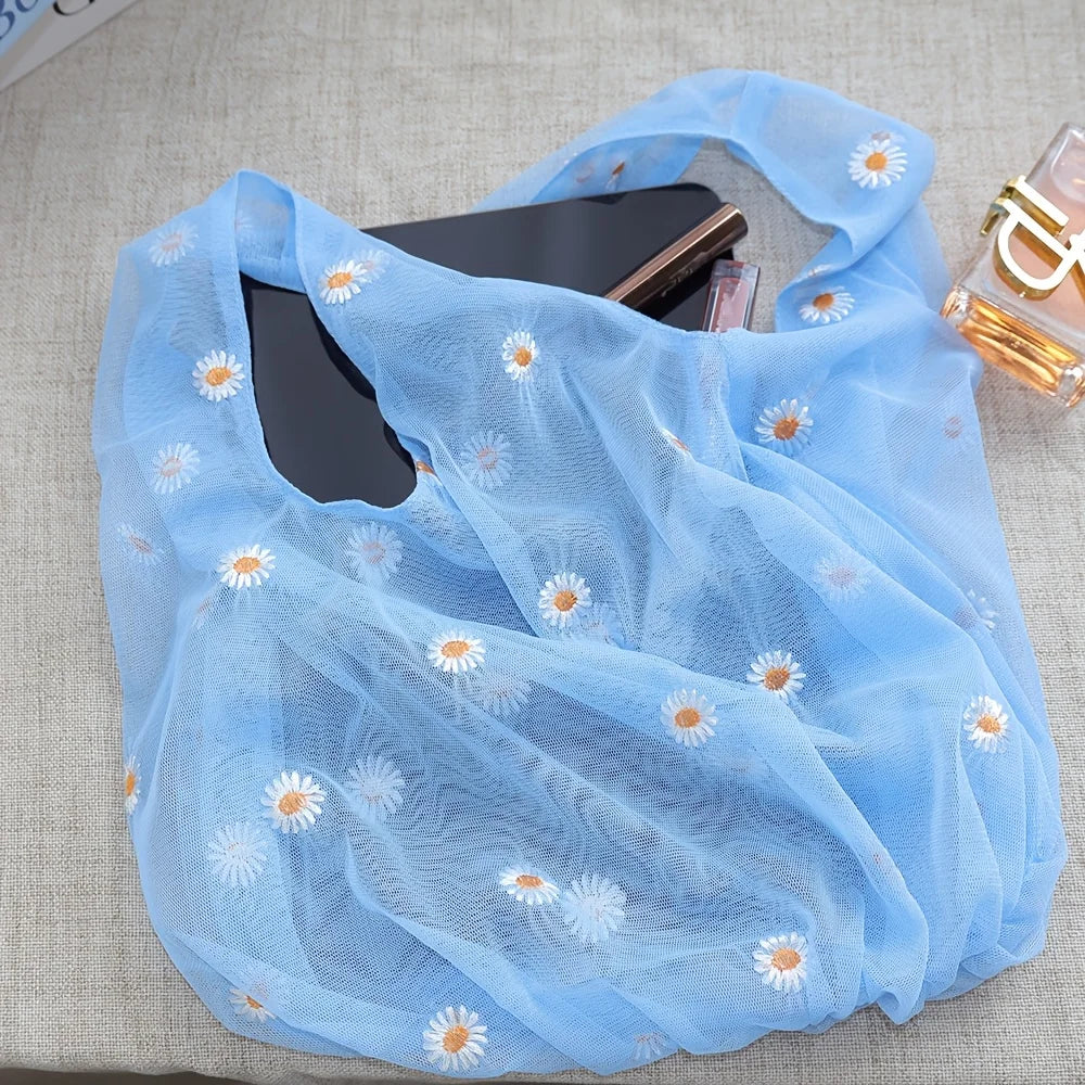 1pc Spring Summer Mesh Small Daisy Handbag, Cute Fairy Handbag Qme