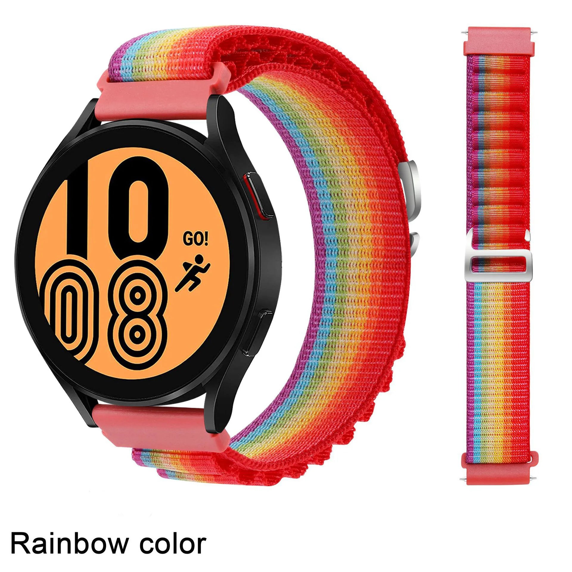 Suitable for Quartz Samsung Watch 4/5/6 20mm 22mm Nylon Quick Release Outdoor Strap Huawei GT3 High Mountain Loop Watch Bands Qme 6Rainbow 20mm