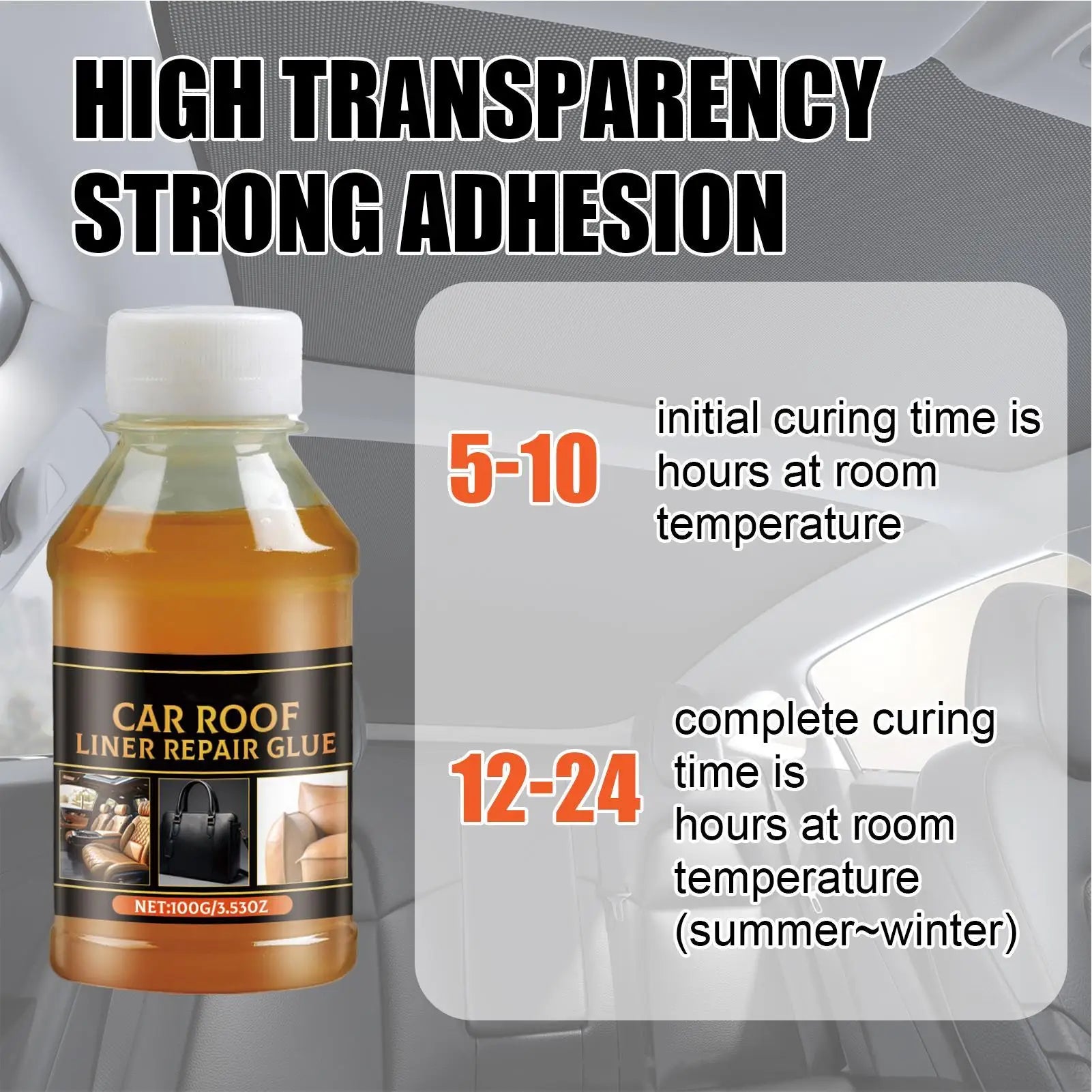 Headliner Glue 100g Car Roof Interior Glue Strong Adhesive with Brush Inside Repair for Leather Polyester Sponge Canvas Qme