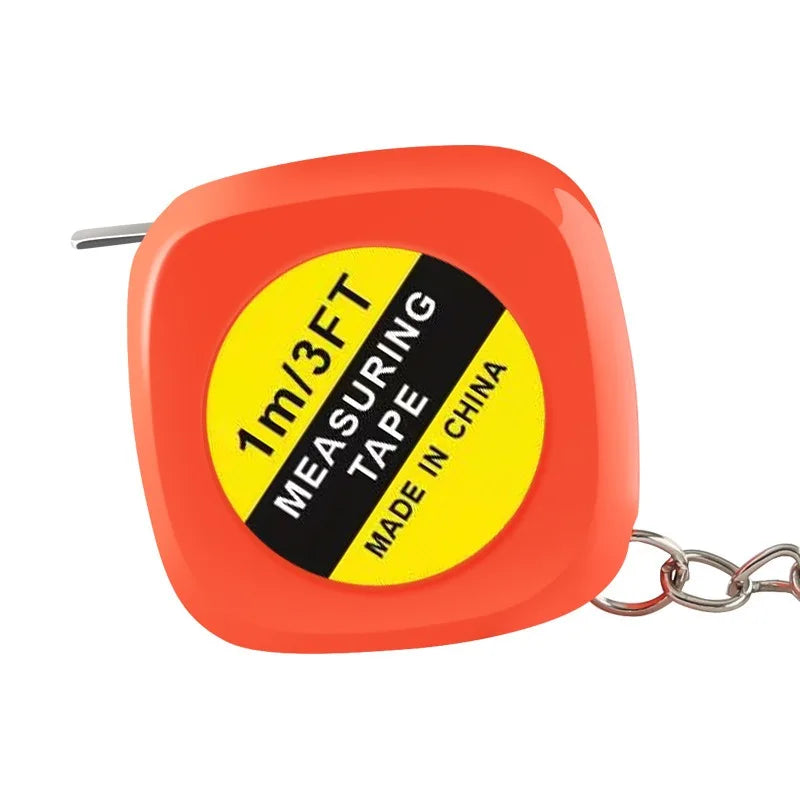 1M Keychain Tape Measure Mini Measuring Functional Pocket Retractable Qme Red