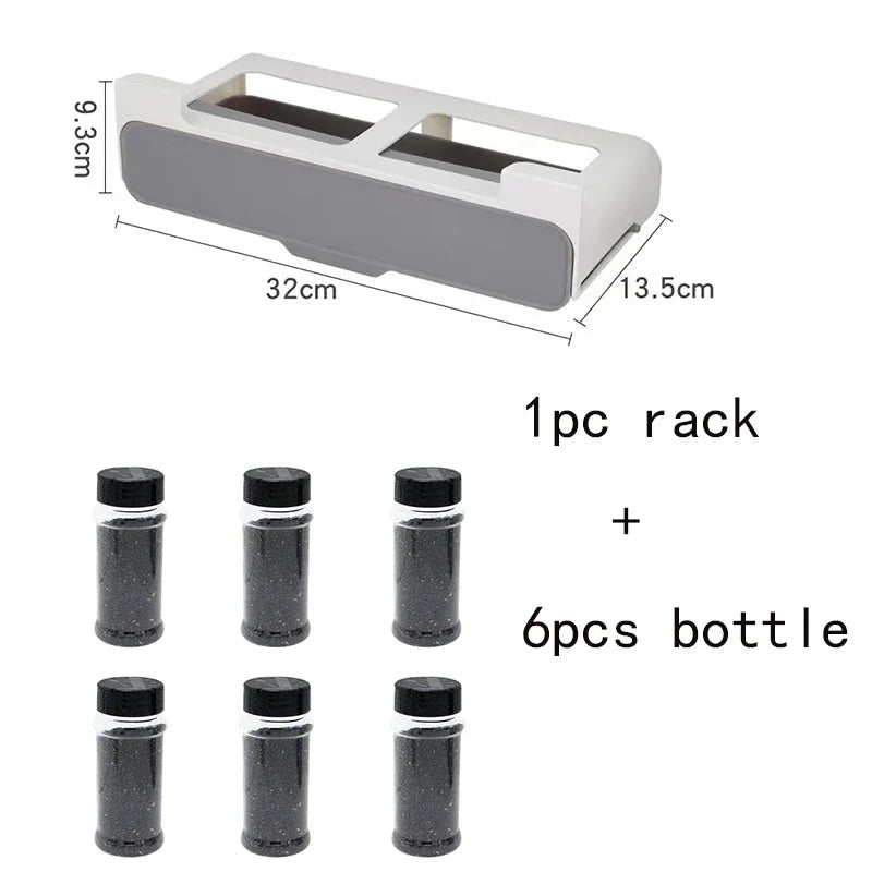 Kitchen Seasoning Bottle Storage Rack Spice Self-adhesive Qme 1pc rack 6pcs bottle