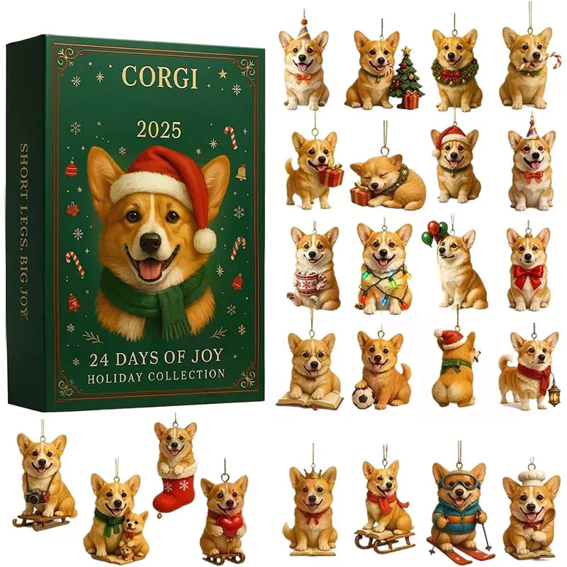 2025, 24 Days Countdown With Cute Corgi Mini Ornaments, Dog-Themed Christmas Decoration Set For Home Décor Qme
