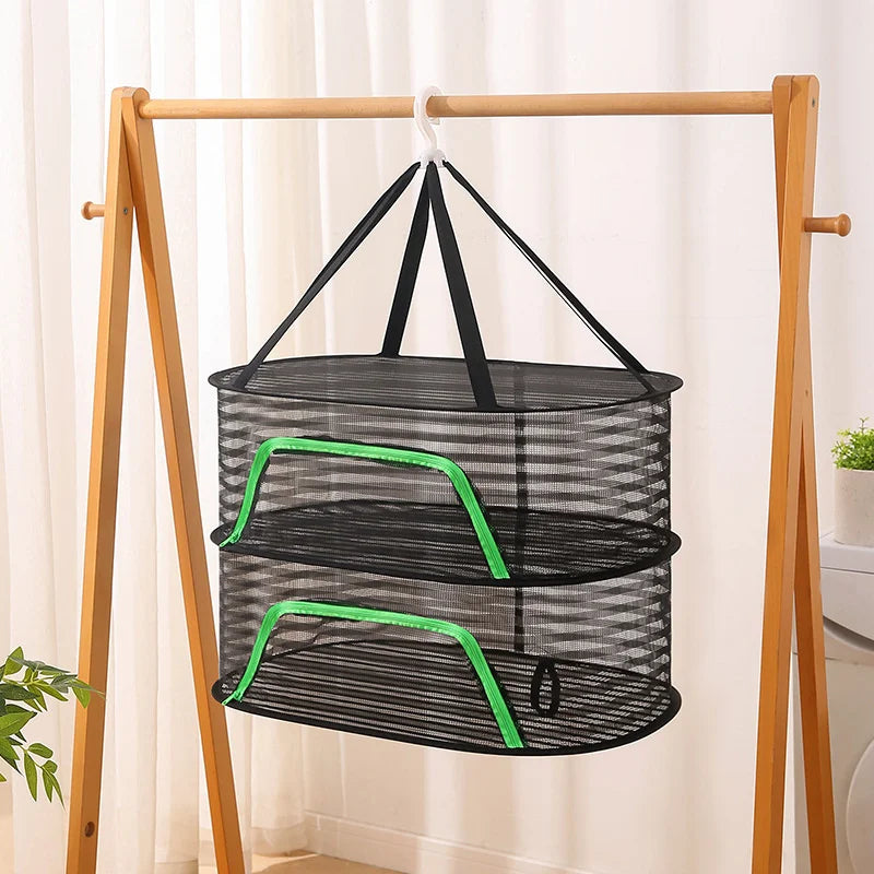 Dryer Bag Mesh Drying Net Vegetable Fruit Folding Food Anti-mosquito Qme 2 layers