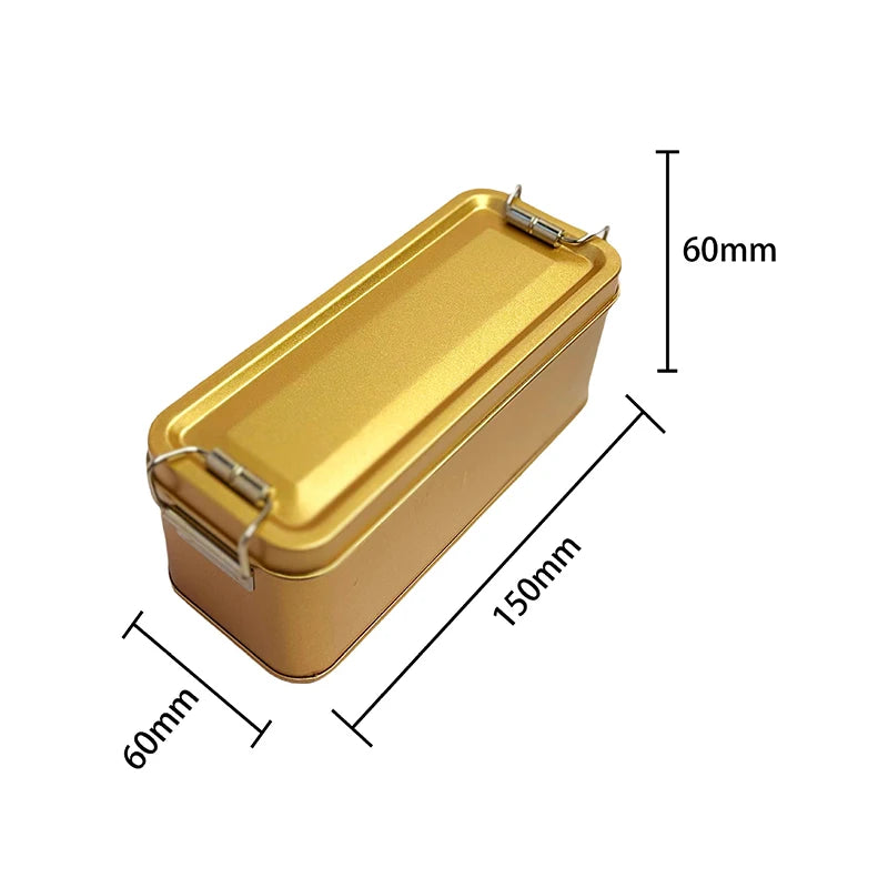 Rectangular Tinplate Cookie Tins Box Lid Dustproof Home Kitchen Qme S Gold