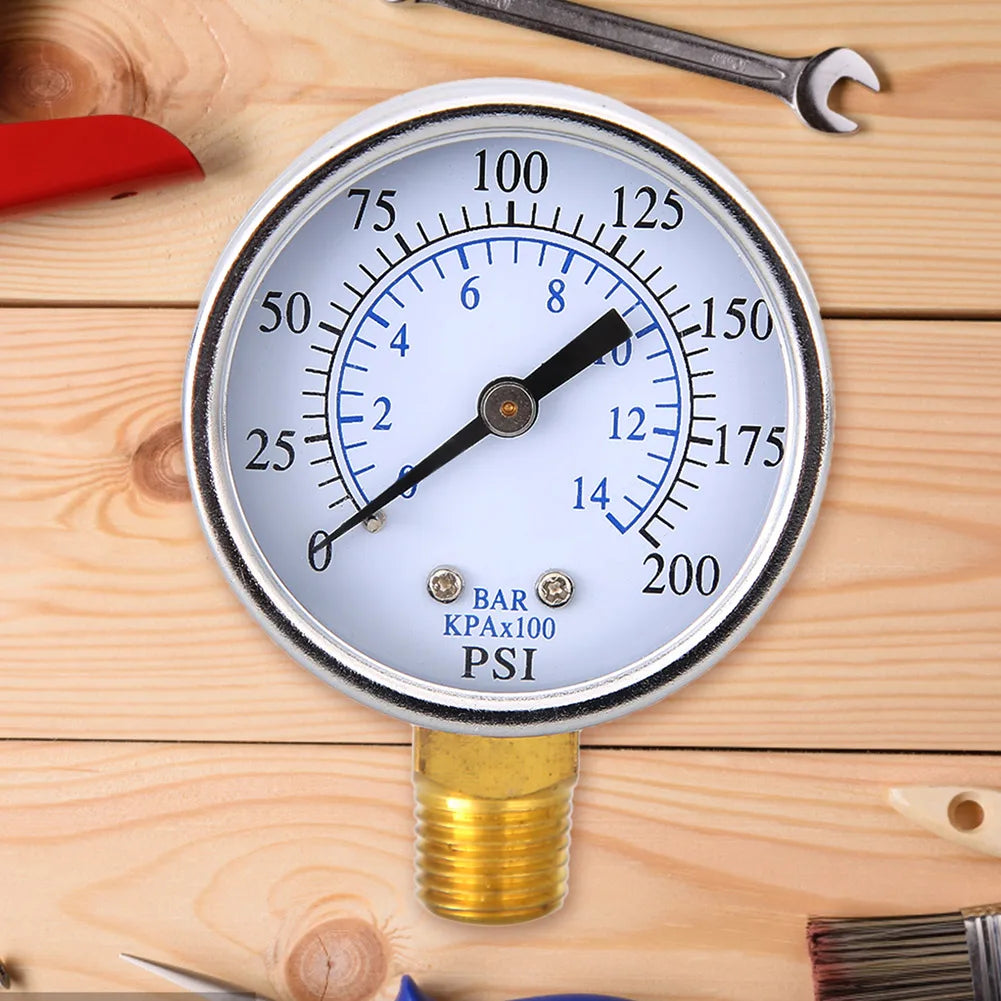 70mm Air Compressor Dual Scale Dial 200 PSI Pneumatic Hydraulic Fluid Pressure Gauge 1/4 NPT Bottom Mount for Air Gas Water Fuel Qme