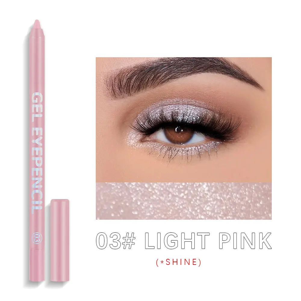 12 Color Matte Eyeliner Gel Pencil Soft Easy to Wear Colorful White Yellow Blue Pink Pearl Gloss Eye Liner Pen Cream Makeup Tool Qme 03