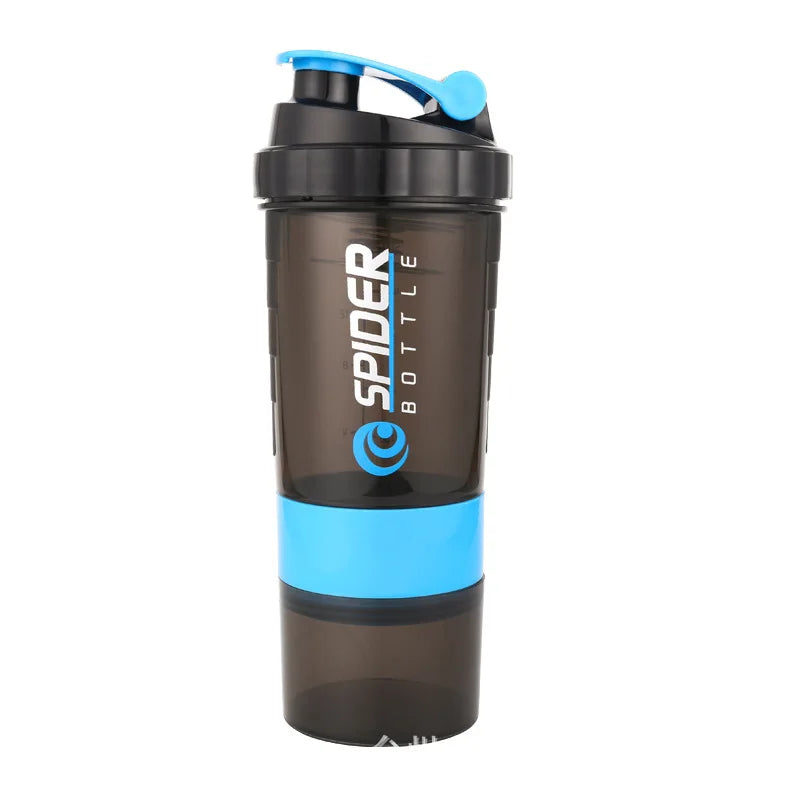 Printed Plastic Shaker Bottle Fitness Protein Milkshake Mix Cup Qme blue