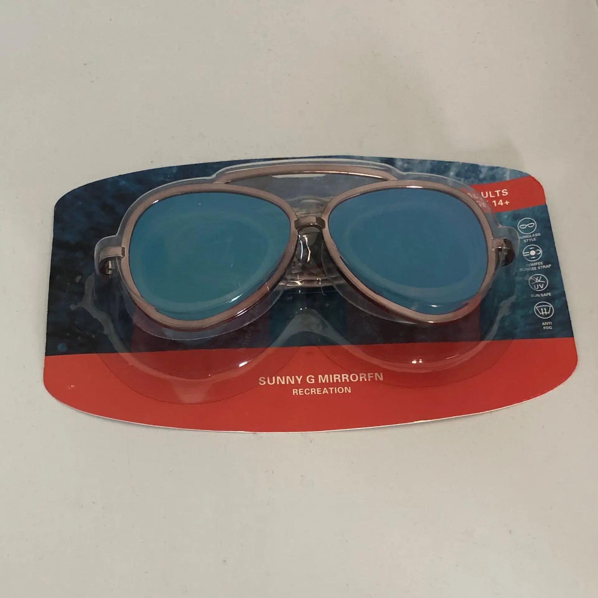 Full-vision Anti-fog Swimming Goggles Adults Mirror Lens Sun Qme Blue