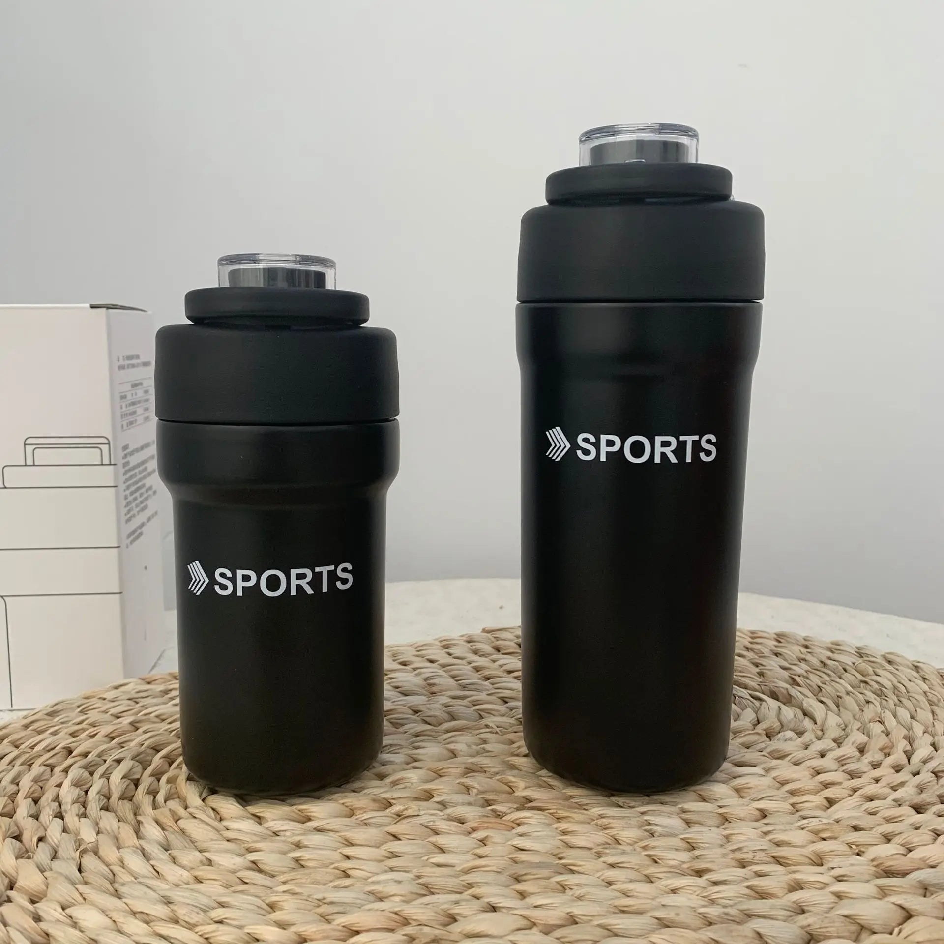 Large Capacity Handheld Outdoor Straw Insulated Water Bottle Qme black 500ml