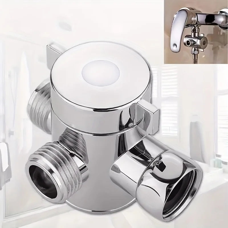 American ABS Water Splitter - Silvery, Bathroom Three-Way Faucet Adapter with Shower Arm and Spray Head Connector Qme