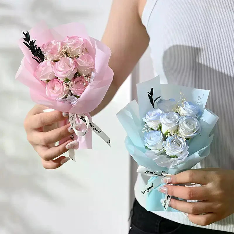 Valentine's Day Gift Decoration Rose Artificial Flowers Bouquet Fake Flower For Girlfriend Gift Mother's Day Decor Flower Qme