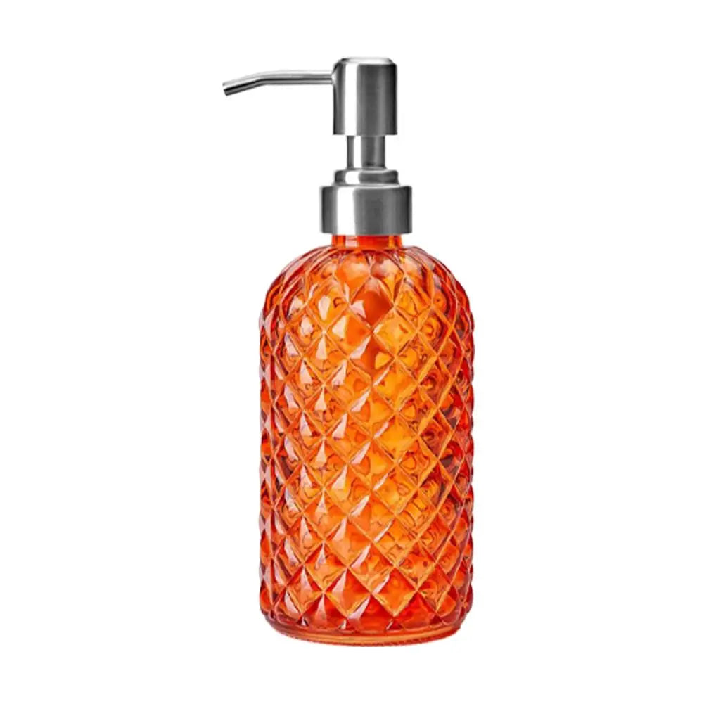 Glass Soap Dispenser Rust Proof Stainless Steel Pump Gem Patterned Qme C