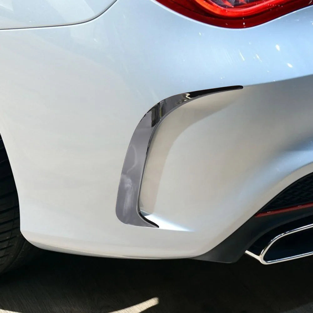 Car ABS Carbon Fiber Look Rear Bumper Spoiler Air Vent Cover Side Canard for Mercedes-Benz W117 CLA 200 250 45 AMG 2014-2018 Qme