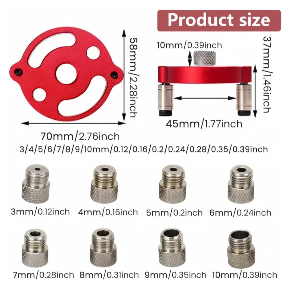 3-10mm Woodworking Self-Centering Dowel Jig Handheld Drill Guide Locator Straight Holes Wood Panel Hole Puncher Locator Tool Qme