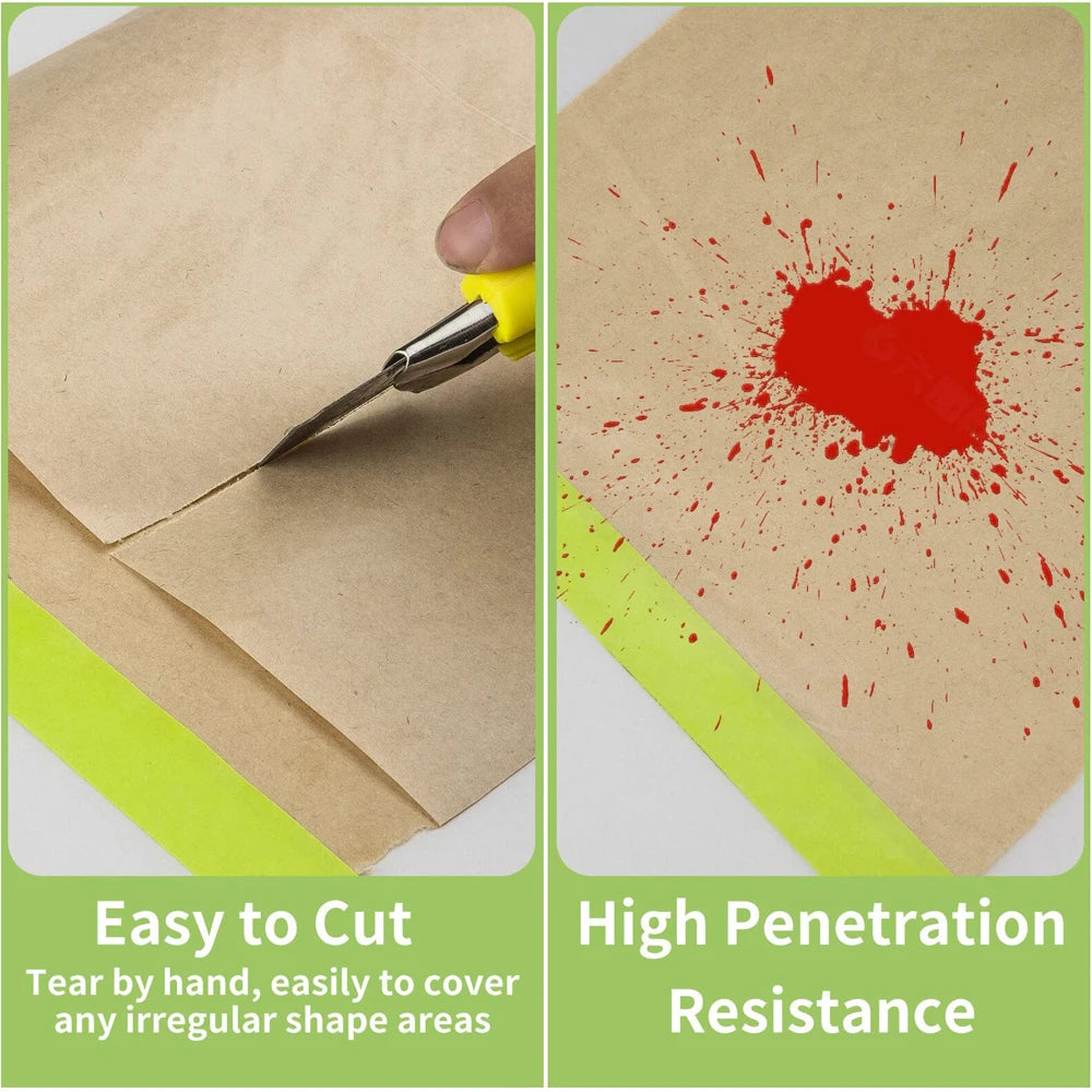 Pre-Taped Masking Paper Wall Treatment Covering For Painting Spray Masking Protective Paper Car Beauty Paint Masking Craft Paper Qme
