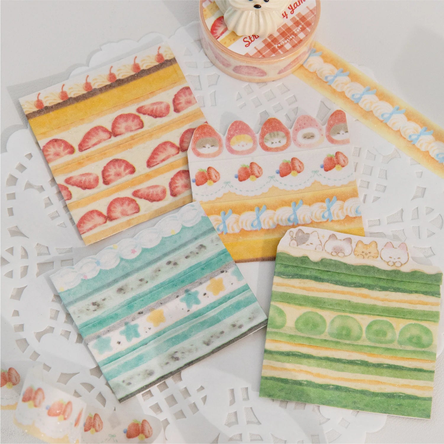 6Roll Cute Cartoon Food Theme Glitter Washi Tape for DIY Scrapbooking Collage Art Supplies Phone Case Notebook Decoration Qme
