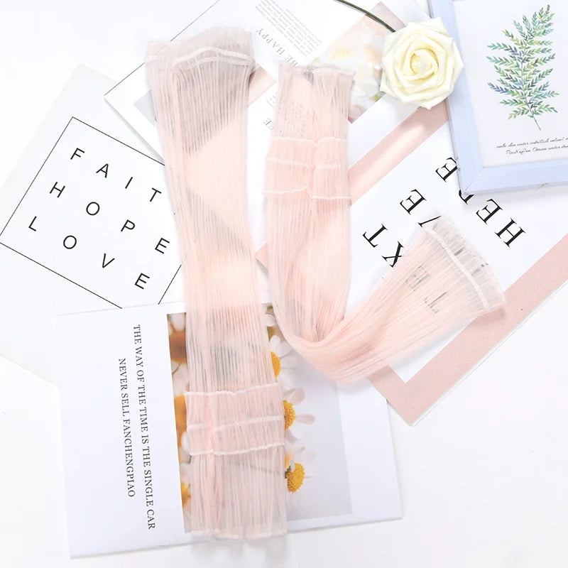 Women Summer Long Sun-protective Sleeve Sweet Fingerless Gloves Qme Light Pink one size