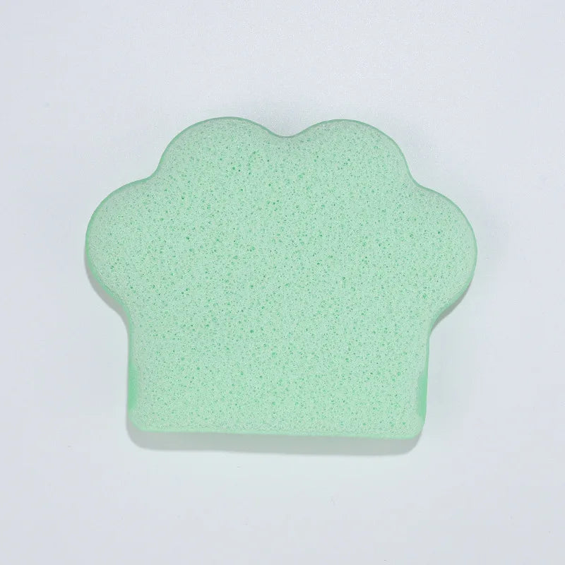Cat's Paw Facial Sponge Cleansing Pads Reusable Glove Bath Bubble Qme green