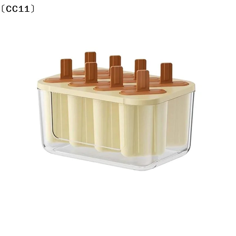 8-Cavity Ice Mold Reusable Easy-release Freezer Tray Sticks Silicone Qme