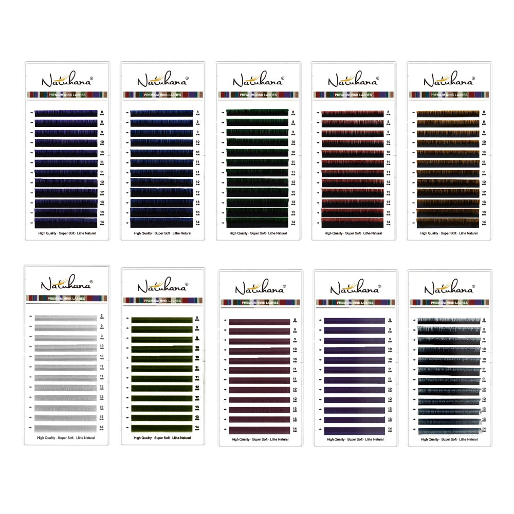 NATUHANA Ombre Blue Purple Eyelash Extension Individual Faux Mink Qme