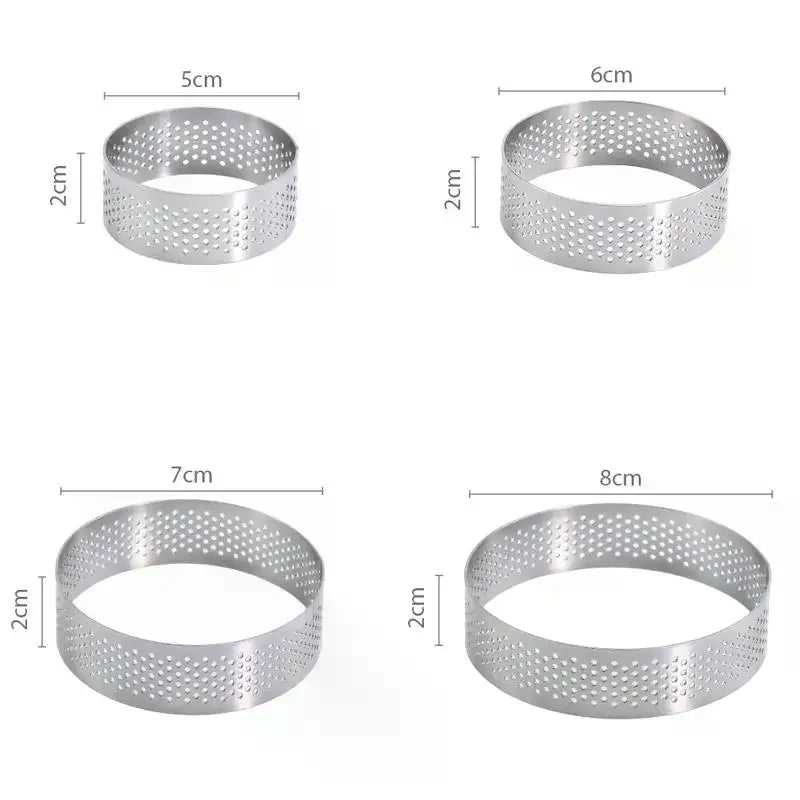 5/6/7/8CM Classic 304 Stainless Steel Mousse Ring Cake Mold With Hole Tart Bottom Tower Fruit Pie Quiches Baking Tool Qme