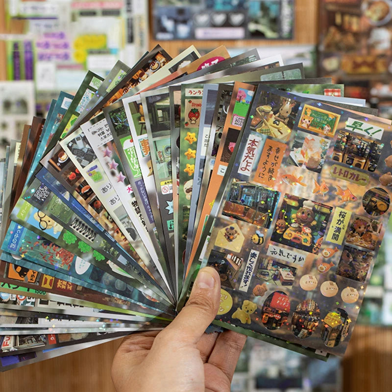 20pcs/bag Foggy Town Miniature Scenery Large-Size Sticker Book 6 Varieties for Endless Fun DIY 3D Scenes Kill Time with Brain-Te Qme