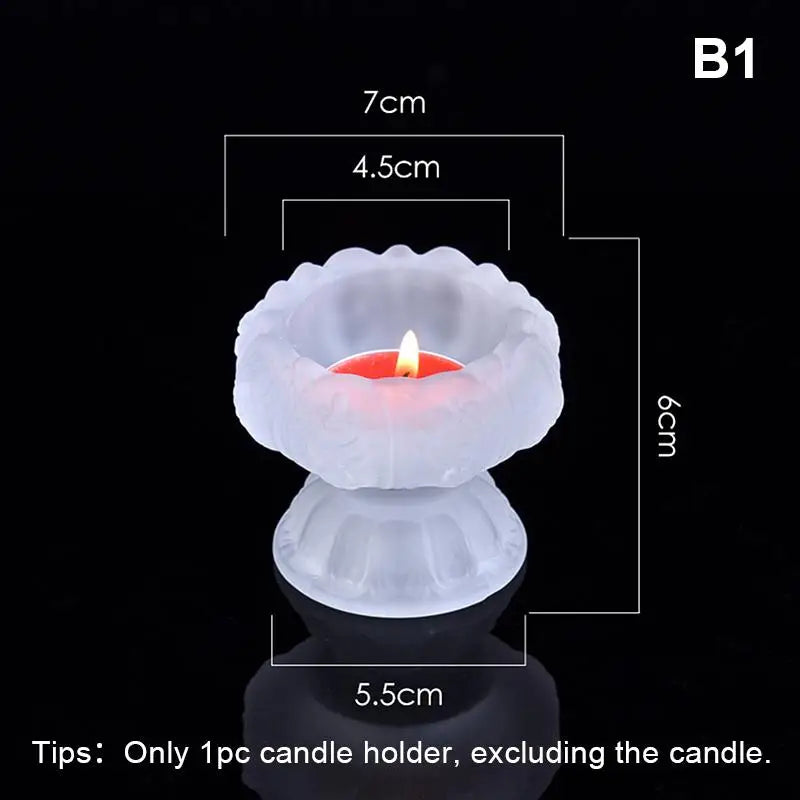 Glass Lotus Candle Holder Windproof Heat Resistant Suitable Use As Qme B1