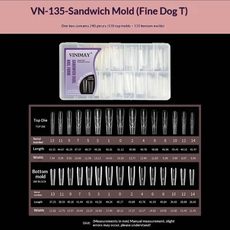 Nail Art Forms Manicure Tool Sandwich Dual 15 Extensions-dual Bottom Qme VN135