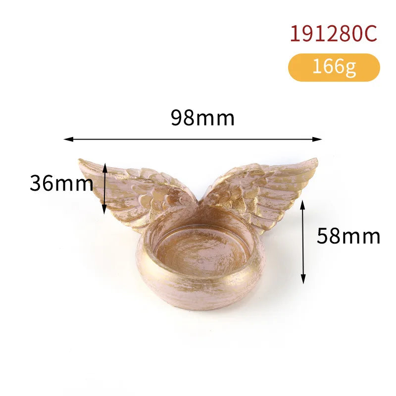 Retro Angel Wing Resin Candle Cup Classic Home Decoration Ornament Qme pink M 1Pc