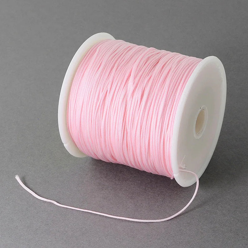 PandaHall about 150yards/rollBraided Nylon Thread Chinese Knotting Cord Beading Cord for Beading Jewelry Making Colorful 0.5mm Qme Pink 0.8mm