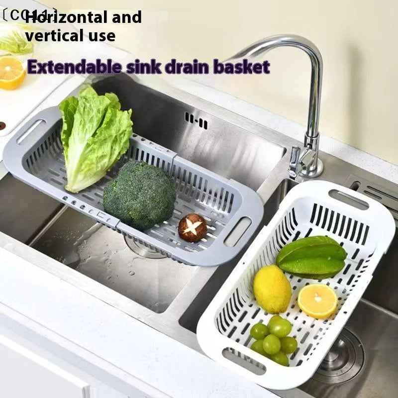CC11 Retractable Sink Drain Rack Plastic Dish Chopsticks Household Qme