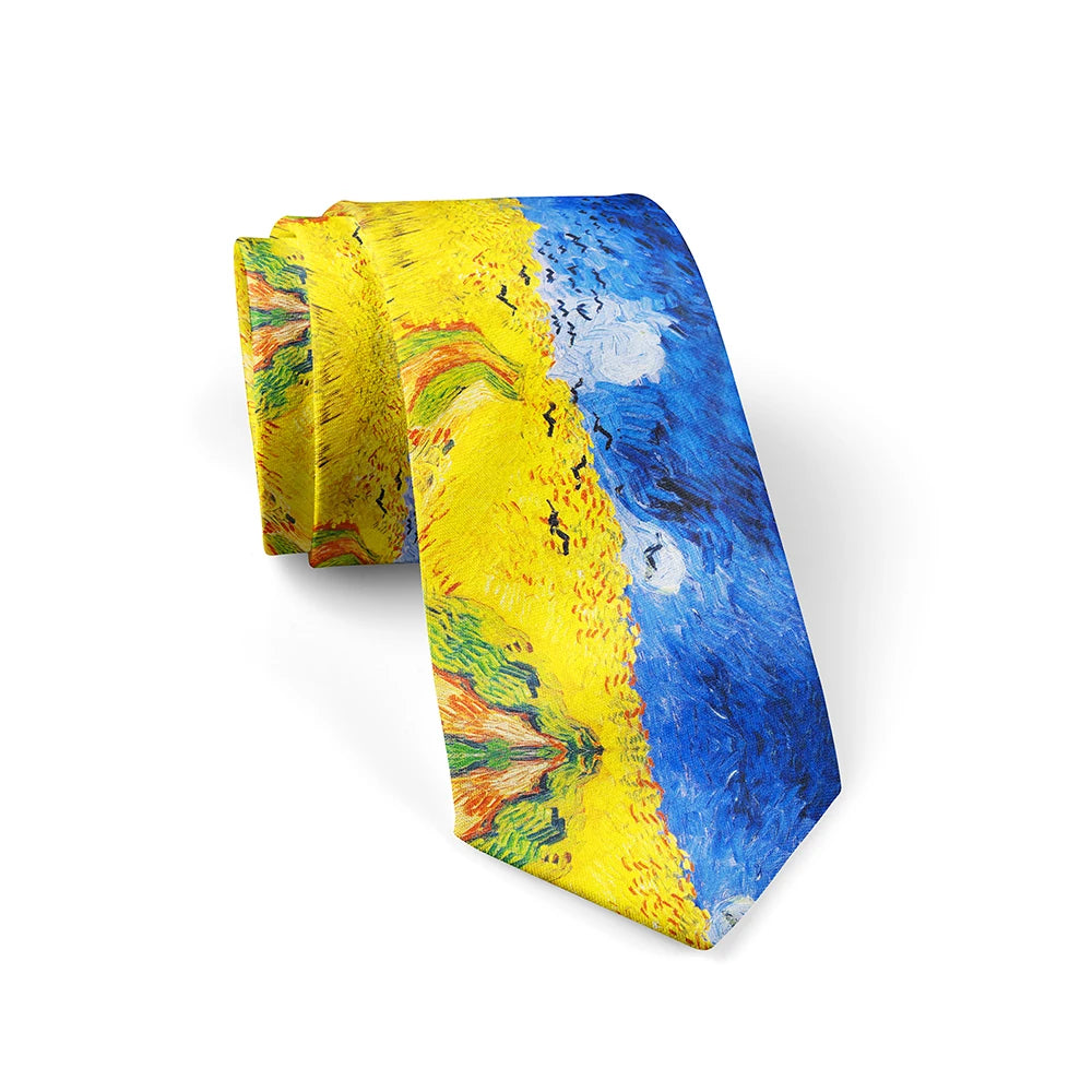 3d Printed Oil Painting Tie Men's Fun Fashion Business Wedding Party Qme style6 China Mainland