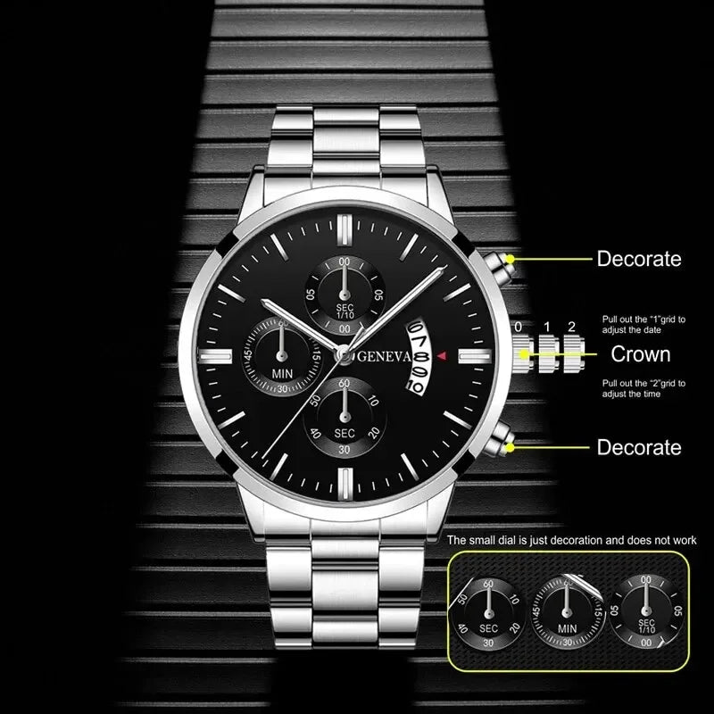 Fashion Men Stainless Steel Watch Luxury Calendar Quartz Wrist Watch Business Watches Man Clock Male Bracelet Wristwatch Qme