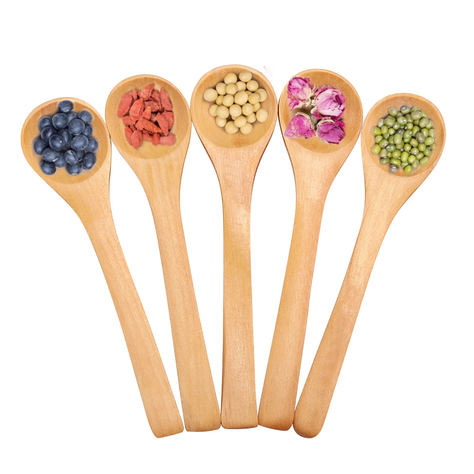 30Pcs Mini Natural Wooden Children Spoons Small Kitchen Condiment Spoons Kids Tableware Spice Salt Sugar Serving Tools Qme