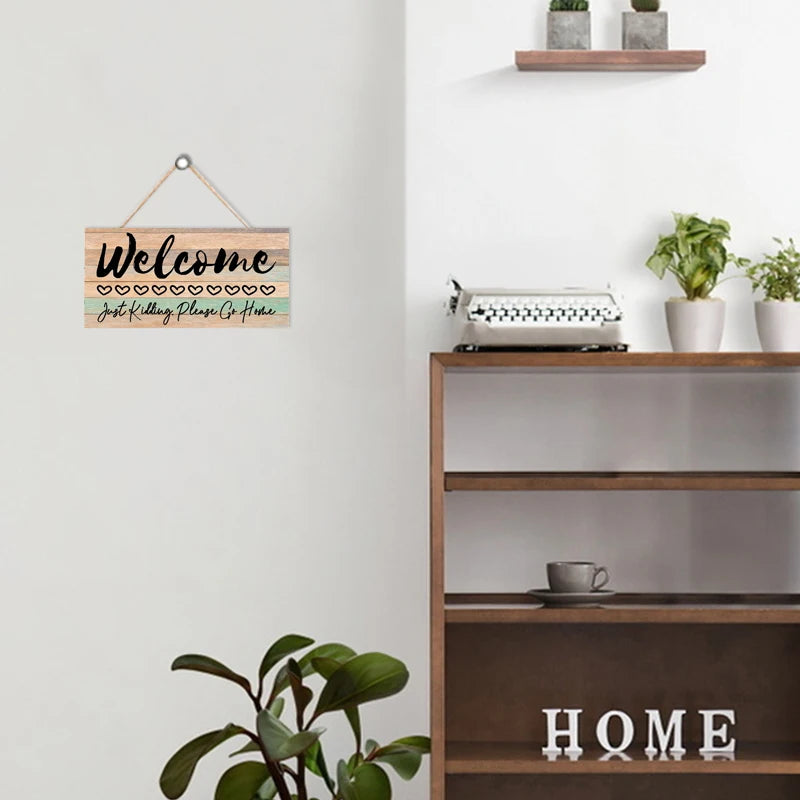 Rustic Welcome Wall Hanging Decor Wood Art Plaques Sign Door Sign for Home Living Room Decor Qme