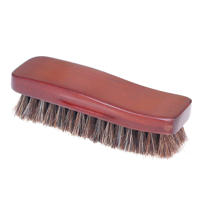 ^1pc Horsehair Wooden Brush Car Detailing Polishing Buffing Brush Soft Horsehair Leather Brush Multifunctional Cleaning Tools Qme Onesize