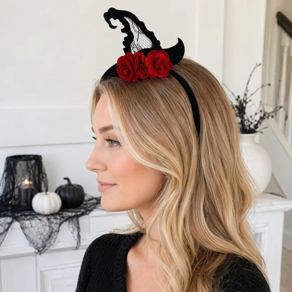Pumpkin Halloween Flower Headband Spider Ghost Halloween Party Hair Hoop Bowknot Witch Ghost Festival Headpiece Qme