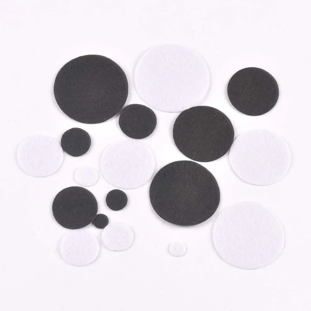 200Pcs Black White Round Felt Patches Apparel Appliques DIY Sew-On Clothes Decor Handmade Crafts Sewing Fabric Accessory 10-50mm Qme
