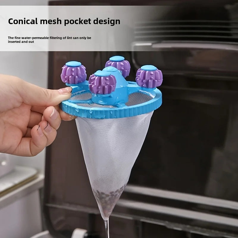 3-Pack Reusable Laundry Lint Catcher, Plastic Washing Machine Filter Net Bag with Cleaning Brush, Durable Fiber Trapper Qme